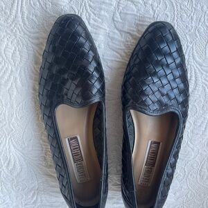 Elegant Black Woven Leather Flats
